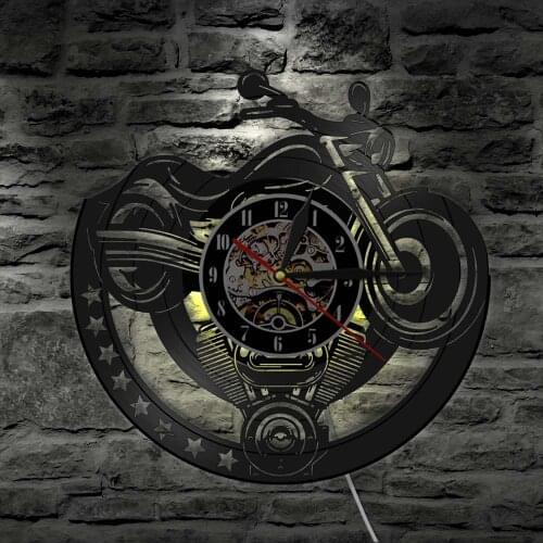Motorcycle Vinyl Record Wall Clock Modern Design Unique Art Design Wall Clock for Workshop Decor Motorbikers Gift reloj de pared