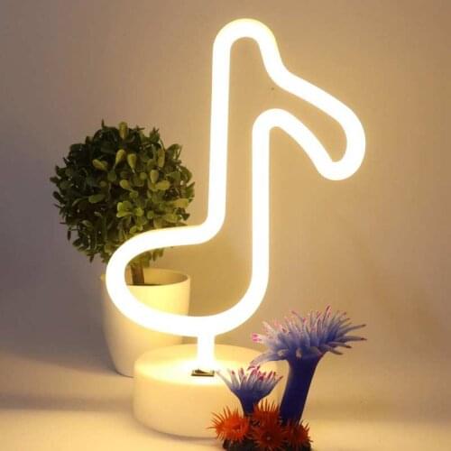 Desktop LED Neon Light Music Note Shaped Table Night Lamp Home Party Xmas Holiday Gift Bedroom Room Decoration Indoor Lighting