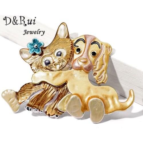 Original Design Best Friends Gifts Cute Cat and Dog Brooches Pins for Women Kids Girls Birthday Cute Animal Enamel Brooch Pin