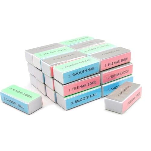 20 Pcs/lot 4-Steps Nail Buffer File Grinding Sanding Polishing Block Buffing Colorful Nail File Pedicure Care Nail Art Tools Set