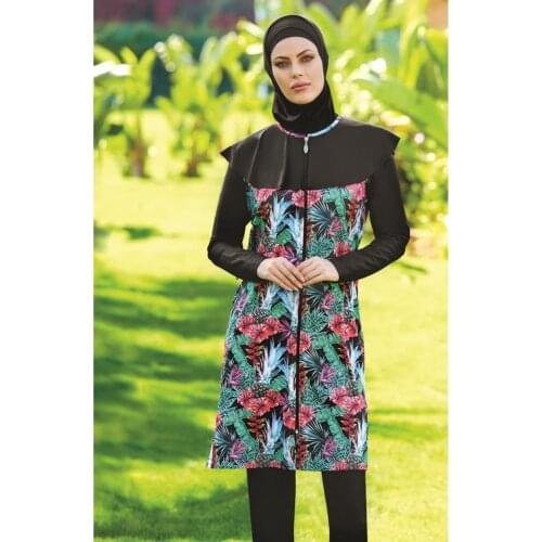 Full Closed Hijab Swimwear 2058 Black Turkish' Muslim Swimsuit Burkinis Modest Clothing Islamic Long Sleeves Hijab Full Cover Swim
