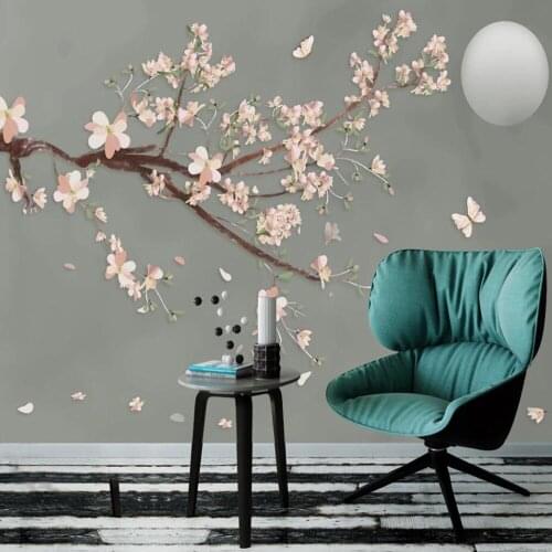 Milofi custom 3D photo wallpaper hand-painted flowers and birds butterfly TV background wall floral decorative mural wallpaper