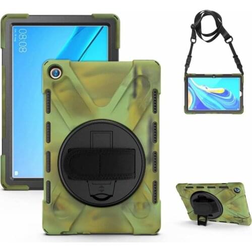360 Rotating Heavy Hybrid Shockproof Silicone Case For Huawei MediaPad M5 10.8 inch Stand Tablet protect Cover Funda+Straps+pen