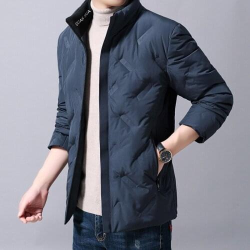 Down jacket mens thick winter middle-aged new dad jacket 2020 tide brand fashion mens white duck down jacket short