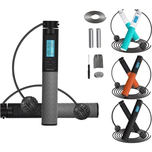 Jump Rope with Calorie Counter Digital Skipping Rope Fitness with Weighted Handles Adjustable Length Jumping Rope