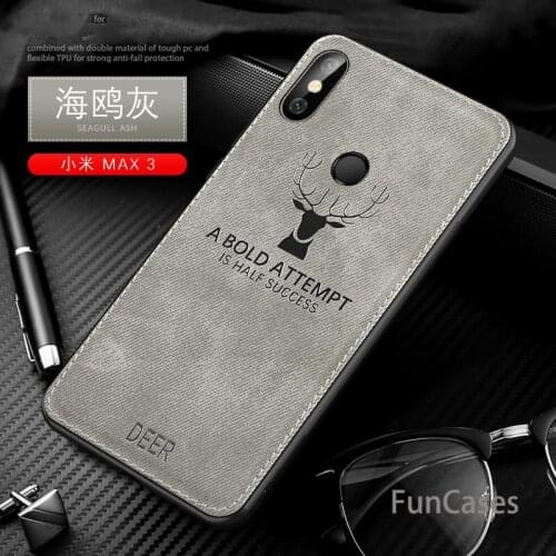 Xiaomi Mi Max3 Case Cartoon deer Vintage Fabric cloth Fitted Case Soft TPU edge full protection for xiaomi Mi Max 3 cover