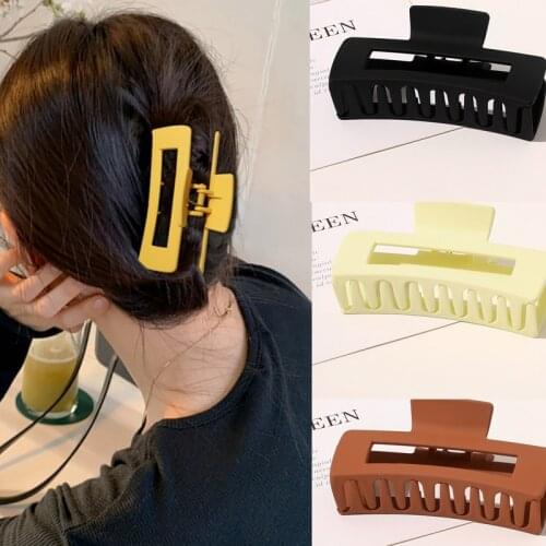 Elegant Women Large Hair Claws Crab Hair Clips Rectangle Acrylic Resin Acetate Leopard Print Geometric Hairpins Hair Accessories