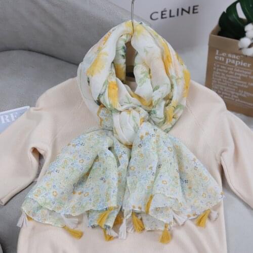 Wholesale Printed Cotton Viscose Scarf For Women Lightweight Floral Fashion Leopard Scarves Shawls Wrap Summer Beach Cape Stoles