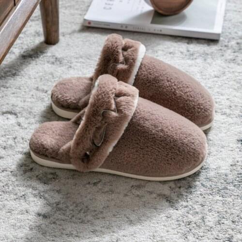 Winter Plus Size Ladies Home Indoor Plush Slippers Warm Couple Plush Flats Slippers Female Pantuflas Mujer