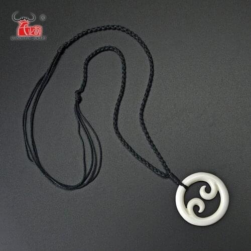 GX020 New Zealand Maori yak bone Koru pendant handmade jewelry Primitive tribes totem amulet sea waves pendant for surfing