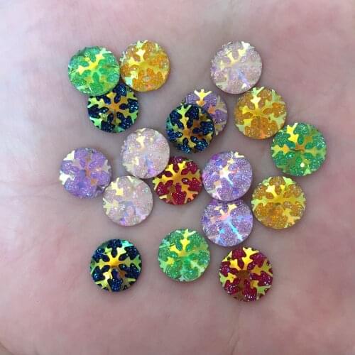 100pcs Mix AB Resin 10mm Snow Round Flatback Rhinestone Scrapbook DIY Wedding F430*2
