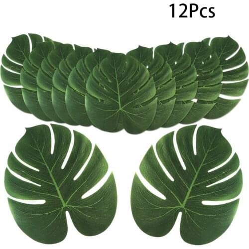 12pcs Tropical Palm Leaves artifici leaf decor Wedding Decoration Green Jungle Plant Leaf Hawaiian luau Home party Decoration