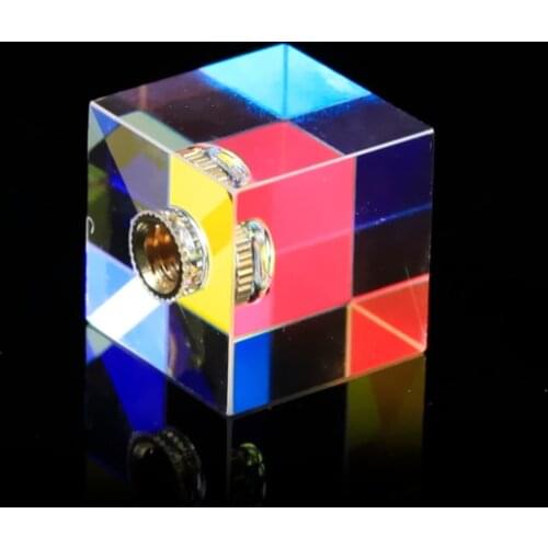 40mm*40mm Perforated Rainbow Cube Scientific Cube Optical Glass Prism Photography Accessories RGB Prism Hexagon Color Prism