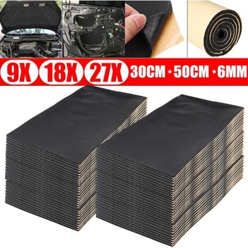 9X 1cm 0.6cm Car Sound Hot Deadener Mat Noise Proof Bonnet Insulation Deadening Engine Firewall Heat Foam Cotton Sticker 30x50cm