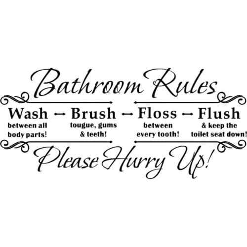 Promotion! Bathroom Rules English Quote Removable Wall Sticker Vinyl Art Decals Home Decor