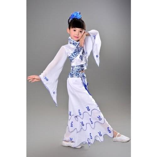 Children Classical Dance Costume Clothing Porcelain National Dance Clothing Show Yangko Dance Wear for Child