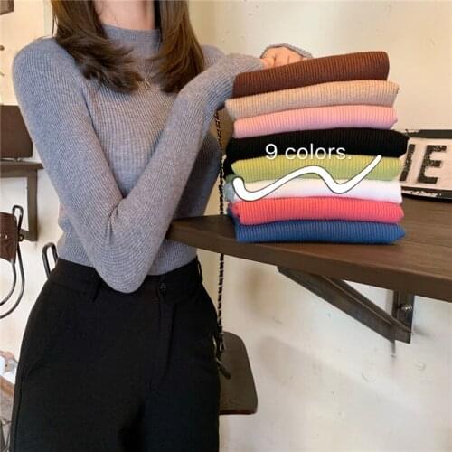 GOOHOJIO Knitted Women o-neck Sweater Pullovers spring Autumn Basic Women Sweater Pullover Slim Fit cheap tops bottoming Sweater