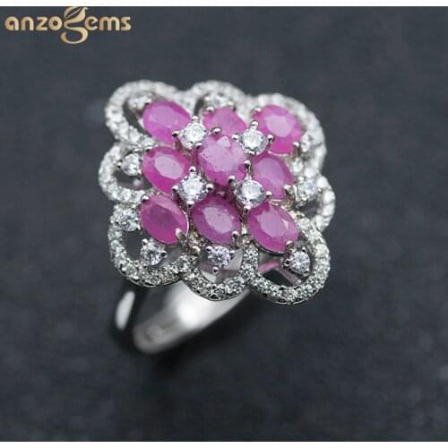 Anzogems African natural Ruby ring 925 sterling silver 2.0ct gemstone fine jewelry for womens gorgeous ring 2020 new style gift