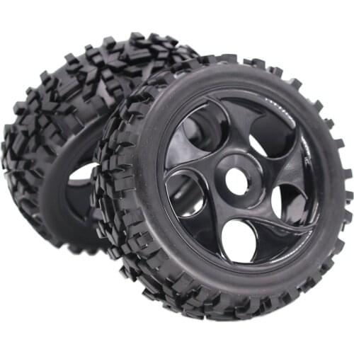 2Pcs 118mm 6 Contour Dump Fetal Flower Off-road Wheel Rim and Tires for 1/8 Remote Control Truck Racing RC Car Accessories