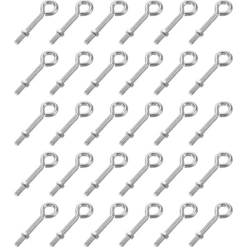 Uxcell M5x40mm Eye Hooks Screws Bolts Kit, 30pcs Carbon Steel Hanger Eyelet Hooks Screw