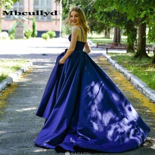 Mbcullyd Navy Blue Prom Dresses Long With Pocket 2020 Evenig Dresss For Women Vestidos de fiesta largos elegantes de gala