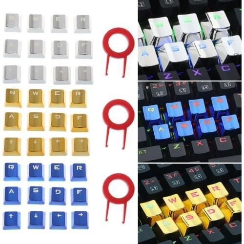 Metal Coating PBT DIY 12 Keycaps for Mechanical Keyboard with keycap puller