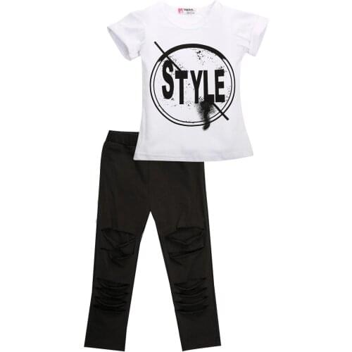 2Pcs Fashion Baby Girls Clothes Sets 2pcs Letter Print Outfits T-shirt + Legging Pants Set Children Kids Clothes 2017 Summer