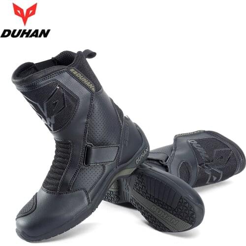 Flexible Blakc Short Mid Calf Motorcycle Riding Boots Outdoor Motorbike Protective Breathable Shoes Motocross Boots Racing Shoes