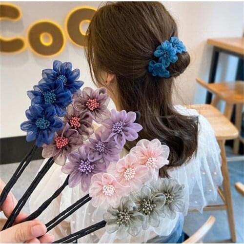 New Flowers Hairpin DIY Hair Braiding Lazy Braider Tool Hair Clips For Women Headband Hair Styling Accessories