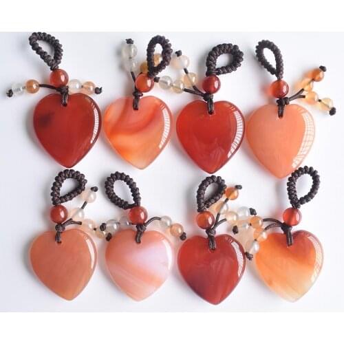 Wholesale 8pcs/lot new fashion beautiful natural red onyx heart charms pendants 25mm for Handmade jewelry making free shipping