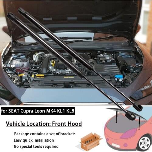 For SEAT Leon MK4 KL1 KL8 2020- Front Bonnet Hood Modify Carbon Fiber Gas Struts Lift Support Shock Damper Accessories Absorber