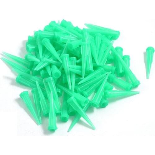 Plastic/Stainless Steel Industrial Dispensing Needle Tip, 18 Gauge, 0.84mm Opening Size, Green (Pack of 100)