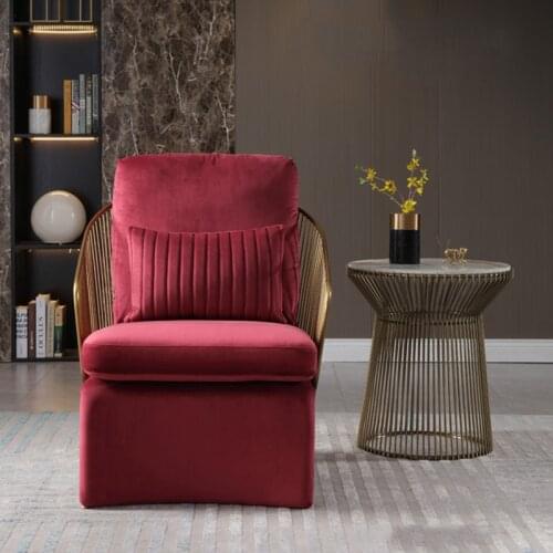 Jane luxury post-modern velvet small sofa designer soft upholstered fabric stainless steel leisure sofa chair