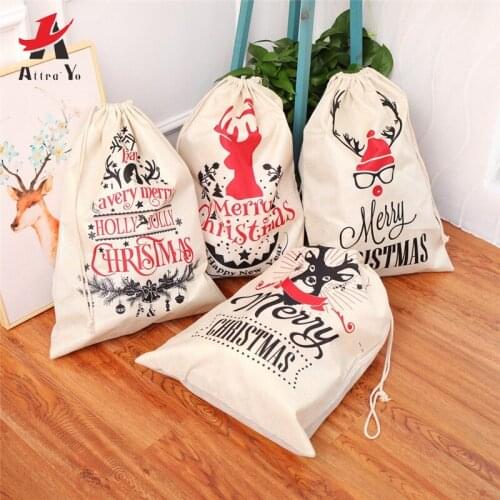 Attra-Yo Large Size Christmas Bags Santa Sacks Merry Christmas Xmas Party Happy New Year Holiday DIY Decorations Favor Gifts Bag
