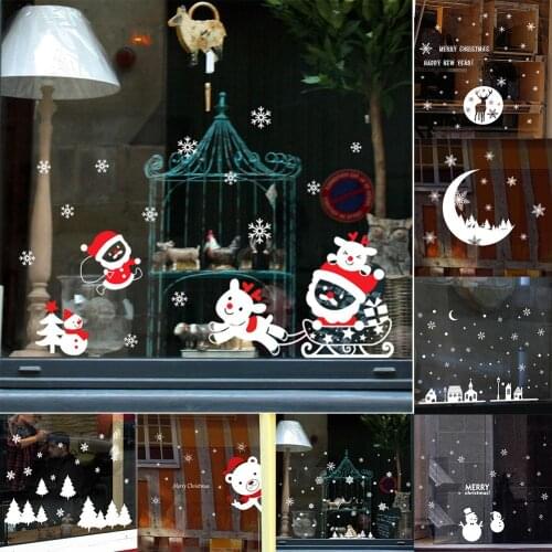 Removable Christmas Window Sticker Santa Claus Christmas Decoration For Home Xmas Decor Merry Christmas 2020 Happy New Year 2021