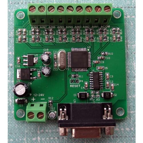 Serial RS232 Collector Card 8 Road 4-20mA milli current or voltage analog input MODBUS