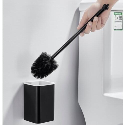 Black Toilet Brush Corner Cleaning Brush Quick Draining Wall-Mounted and Floor-standing Home Cleaner Tools Bathroom Accessories