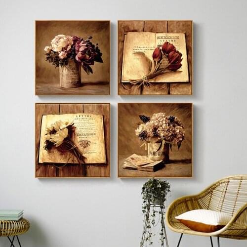 Nordic Classical Art Plant Flower Picture Retro CanvasPainting Print Poster Used To LivingRoom Bedroom Background Wall Art Decor