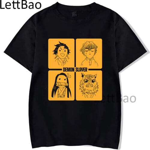 Anime Demon Slayer Funny T Shirts Anime nezuko tanjirou Cartoon Men Women Vintage Novelty Streetwear Summer Short Sleeve T-shirt