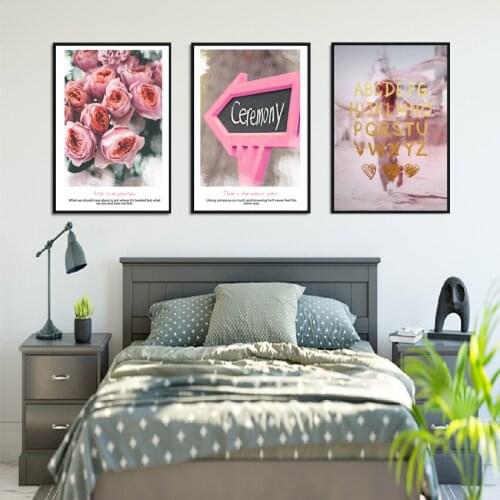 SPLSPL Romantic Girl Room Decor Pink Rose Flowers Nordic Posters and Prints Pop Art Canvas Painting Wall Picture For Living Room