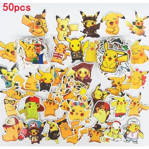 XQYJ Cartoon Anime Pokemon figures Stickers Kawaii Pikachu Stikers Skateboard Bicycle Guitar Laptop Kids Waterproof stikers Toys