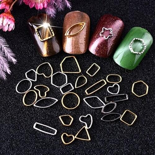 20PCS gold silver metal 3d nail art decorations charms studs frame manicure nails accessoires supplies tool new arrive