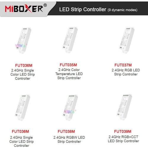 Miboxer Upgrade 2.4G LED Strip Light Controller DC12V 24V Max 12A Single Color/Double white/RGB/RGBW/RGB+CCT Lamp Tape Dimmer