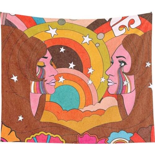 Vintage Wall Tapestry Hanging 80S Rainbow Decor for Girls Dorm Roon Decoration INS Trippy Tapestry Psychedelic Wall Prints