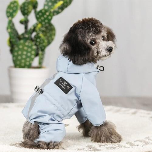 Waterproof Dog Clothes Reflective Dog Raincoat Jacket Pet Rain Coat Hooded Jumpsuit Dogs Clothing for Bulldog Chihuahua