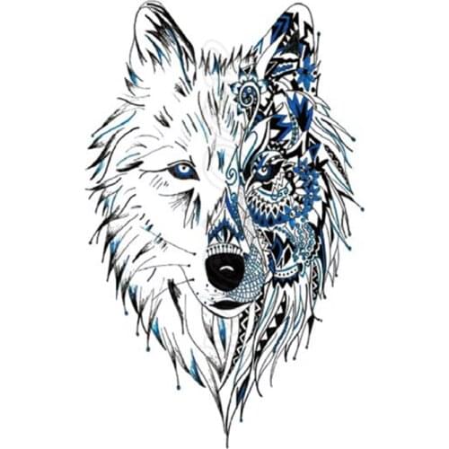 Totem Wolf Head Flower Eye Temporary Tattoo Sticker Fake Tattoos for Women Men Body Makeup Waterproof Stickers