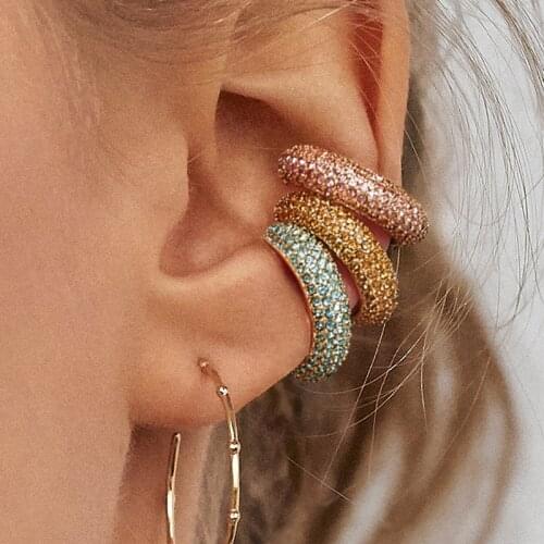 KMVEXO Bohemian Crystal Ear Cuff Earrings for Women Multicolor C-Shape No Pierced Small Earring Bridal Wedding Clip Jewelry Gift