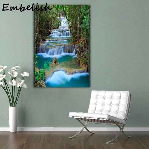 1 Pieces Waterfall Landscape Large Wall Art Pictures For Living Room Modern Home Decor Posters HD Print Canvas Oil Paintings