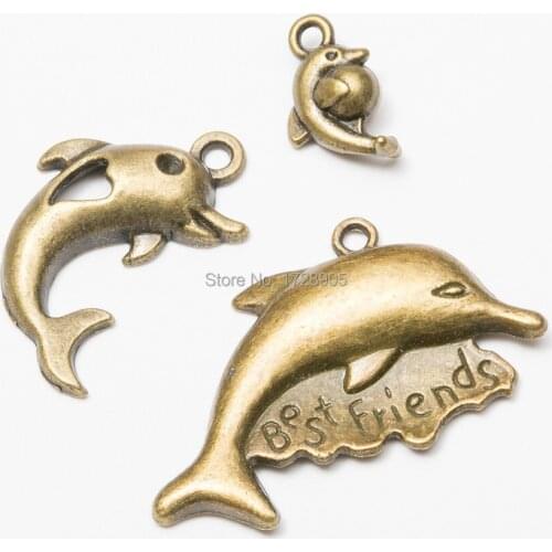 Dolphin hollow retro pendant fashion pendant all kinds of DIY jewelry necklace bracelet craft jewelry custom 10PCS
