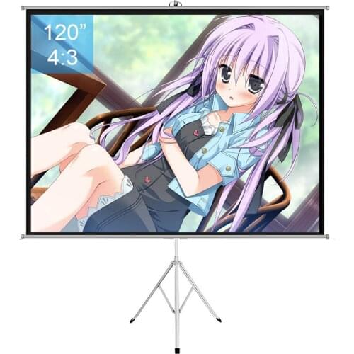 120 inch 4:3 Portable Indoor Outdoor Projector Screen Matte Gray Fabric Fiber Screen With Pull Up Foldable Stand Tripod